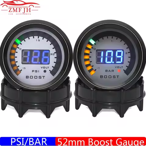 2" 52mm Auto Car Gauge Turbo Boost Gauge -1-3BAR/-15-45PSI Turbo Boost Meter with Sensor BAR PSI for