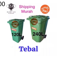 large capacity ❋Heavy Duty Mobile Waste Dust Bin 120L  240L tong sampah hijau bandaraya✺