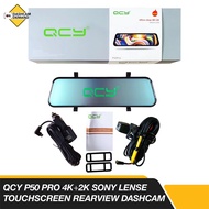 QCY P50 4K+2K Sony Lens Dashcam Touch Screen Rearview Mirror Car Camera WIFI Dash cam for car