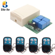 Wireless Remote Control Switch RF Relay 433Mhz DC12V 4 Gang Relay Receiver and Transmitter for Garage and Light Switch