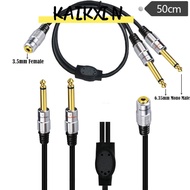 KAIKXIN 3.5mm Female to Dual 6.35mm Male, Gold Plated 19.7in 1/8 Inch to 1/4 Stereo Splitter Y Cable