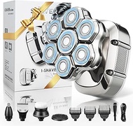 7D Magnetic Head Shaver for Bald Men - IPX7 Waterproof 5-in-1 Electric Razor, USB-C Fast Charge & 90