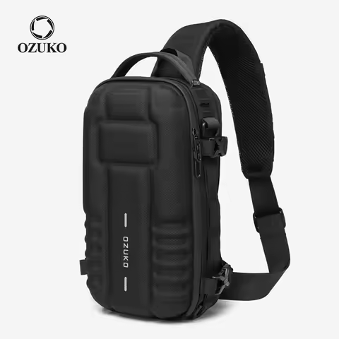 OZUKO Hard Shell Fashion Men Chest Bag Outdoor Sports Tactical Male Sling Shoulder Bag Large Capacit