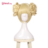 L- wig MHA Himiko Toga Cosplay Wigs BNHA Cosplay Short Blonde Wig with Buns Halloween Heat Resistant