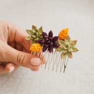 Succulent hair comb. greenery hair comb, nature wedding hair piece