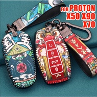Proton X50 X90 S70 X70 Car Key Fob Cover Leather Case for X50 X70 X90 Accessories