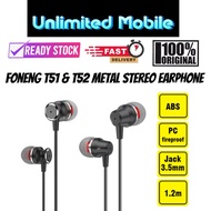 ♾️ Original Foneng T51 & T52 Metal Stereo Earphone 1.2M