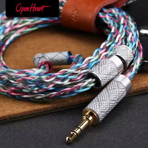 OPENHEART 8 Core Silver-copper alloy Cable Multicolor 0.78 2Pin MMCX 3.5/2.5/4.4mm Balance Earphones