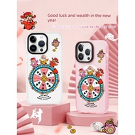 新年手机壳 发财手机壳 [God of Wealth] Sesuai untuk kes telefon bimbit Apple 14promax, kes pelindung magnetik i