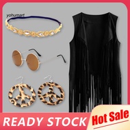 Women's Hippie Outfit with Retro 60s-70s Accessories - Ideal for Dance Parties & Halloween