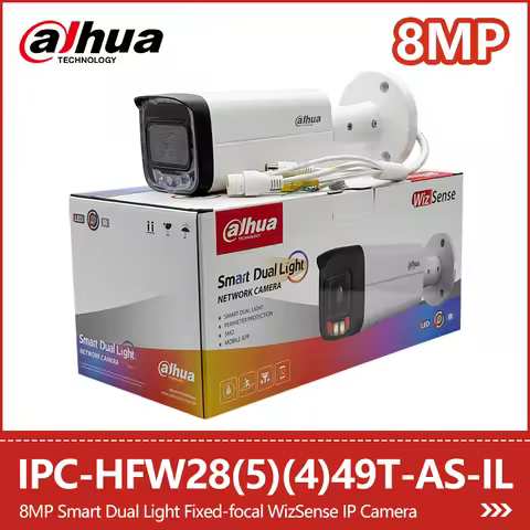 Dahua 4MP 5MP 8MP 4K Dual Light IP Camera Outdoor Mic Alarm Port PoE Security Camera CCTV IPC-HFW284
