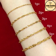 Yee Chin Emas 916 Rantai Tangan Pintal Padat Giler Giler / Bracelet Waterwave Solid