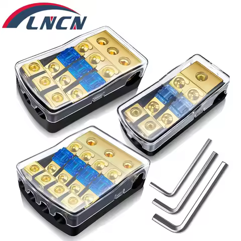2/3/4 Way Mini ANL Fuse Holder, Copper 0/2/4 Gauge to 4/6/8 Gauge 60 Amp Fuse Distribution Block for