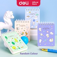 Deli Mini Coil Spiral Notebook A7 200 Pages Gift Cute Cartoon Notepad Memo Buku Nota Barang Sekolah 