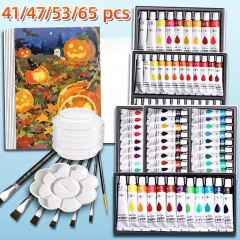 41/47/53/65 pcs Gouache Paint Set, 12ml/0.4oz Tubes, Back to School Art Supplies for Adults, Artists