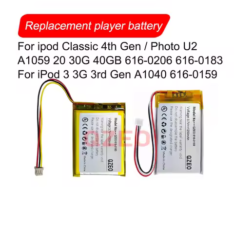 616-0183 616-0206 616-0159 Battery For Apple ipod Photo U2 A1059 Classic 3th 4th 3 4 A1040 Gen A1099