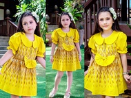 ชุดไทยเด็ก​ ชุดไทยกระโปรง​ เสื้อผ้าเด็ก​ ชุดไทยเด็กผู้หญิง ชุดเดรสผ้าไทย
