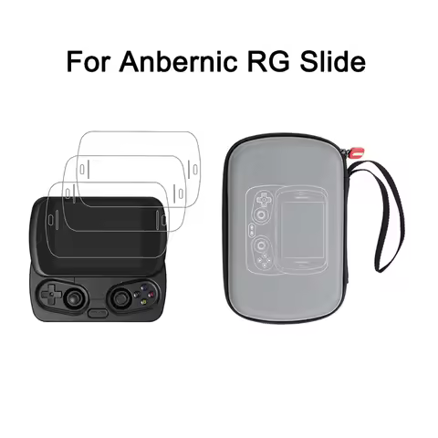 Portable Carrying Case For Anbernic RG Slide Tempered Glass Screen Protector Hand Bag Protective She