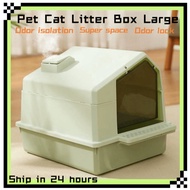 Pet Cat Litter Box Large Fully Enclosed Cat Toilet Pet Supplies Splash Proof Cat Potty Tempat Berak 
