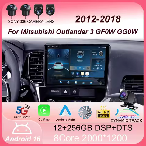 Car Radio Android 16 Carplay Auto For Mitsubishi Outlander 3 GF0W GG0W 2012-2018 Multimedia GPS Play