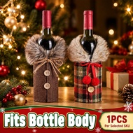 Christmas Bottle Cover 1PCS Faux Fur Trim Wine Sleeve Decoration