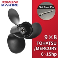 9x8 For Tohatsu Mercury Nissan 6hp 8hp 9.9hp 10hp 15hp Outboard Screw 9*8 Boat Motor Aluminum Alloy Propeller 3 Blade 8