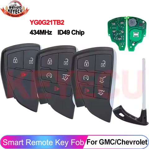 KEYECU 433MHz YG0G21TB2 Smart Car Remote Key For GMC Yukon XL Denali Chevrolet Suburban Tahoe Silver
