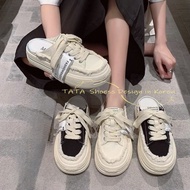 TATA [Ready Stock➕Pre-Order] Korean Version ins Half Slippers Casual Shoes Canvas Half Slippers Mull