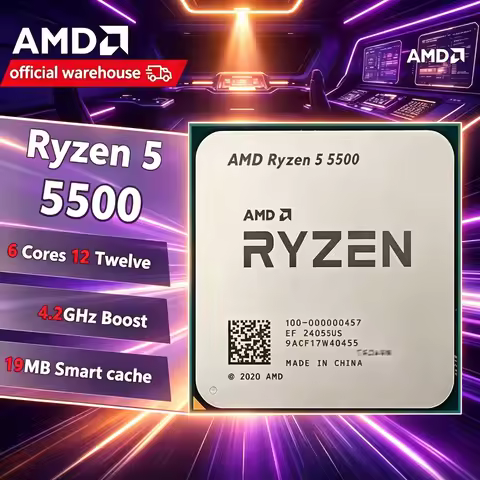 AMD Ryzen 5 5500 6-Core 12-Thread Zen 3 CPU 4.2GHz Boost 16MB L3 Cache 65W AM4 Unlocked & DDR4 & Eff