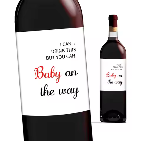 4pcs Pregnancy Announcement Wine Bottle Labels, I Can't Drink This You Can! Pregnancy Reveal Wine Bo