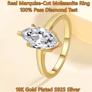 Real Marquise-Cut Moissanite Ring with GRA certificate S925 Sterling Silver Ring for women