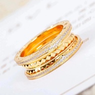 Daigou Version BV Baojia B.zero1Rock Series Liuding Gold Ribbon Diamond Narrow Ring Ring
