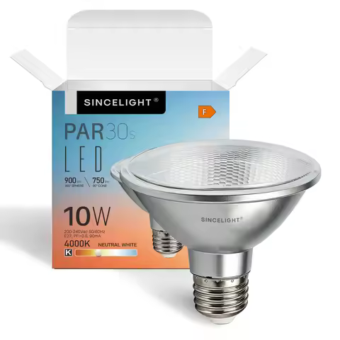 Pack of 2, E27 LED Reflector Spotlight, 10W, 850LM, RA92, IP65 (PAR30S/PAR Track Light/Anti-Glare Le