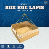 Box KRAFT Mica Embossed Rope FOODGRADE 20X20X8 CM/BOX KRAFT Mica Rope/BOX KRAFT Rope/BOX PUDDING Mic