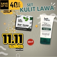 [SET KULIT LAWA] Hellothere Bar Soap 100g and Hellothere 3in1 Ultralight Moisturiser 50ml Acne/Sensi