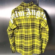 ♘ High street Palm Palm angel grid loose men and women lovers Wu Xuanyi Angels with paragraph shirt jacket popular logo 【Hot selling】