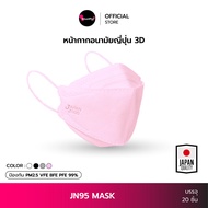 JN95 JAPAN MASK หน้ากากอนามัยญี่ปุ่น (กล่อง 20ชิ้น) ทรงแมสเกาหลี KF94 3D กันฝุ่น PM2.5 ไวรัส แบคทีเรีย PEE BFE VFE99% facemask สายเส้นแบนนุ่ม ไม่เจ็บหู KhunPha คุณผา