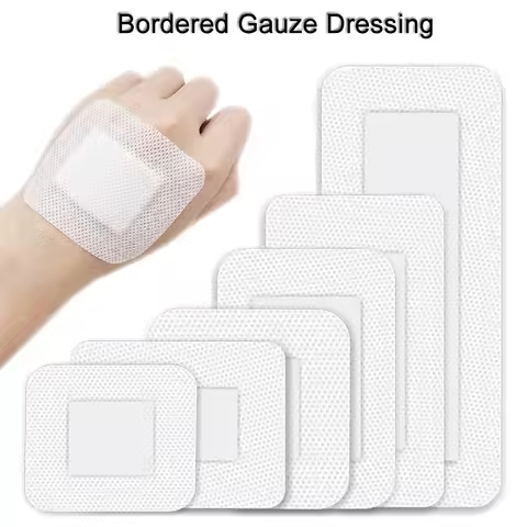 5Pcs Bordered Guaze Pad Sterilized Wound Dressing Waterproof Adhesive Wound Plaster Bandage Sticker 
