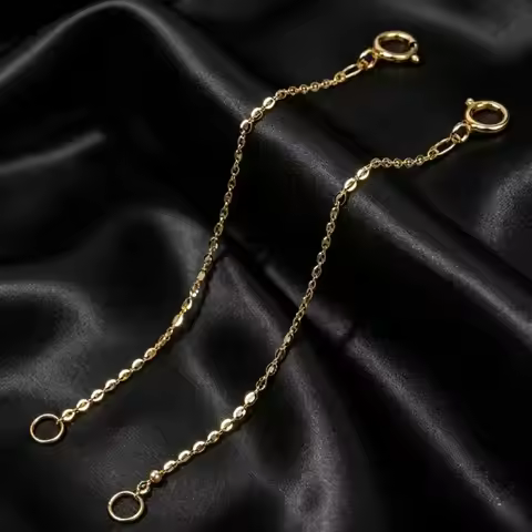 18k Yellow Gold Au750 DIY Finding Extended Chains 5cm/10cm Necklace Bracelet Extender with Tag for J