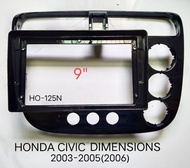 กรอบจอแอนดรอยด์ หน้ากากวิทยุ หน้ากากวิทยุรถยนต์ HONDA CIVIC DIMENSION ปี2003-2005 สำหรับเปลี่ยนจอ Android9"