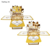 [Valley] 50th Anniversary Card,3D Gold Happy Anniversary Pop Up Card With Envelope For Wife Husband 