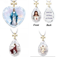 JESUS Crystal Cross Pendant Necklace