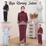 Baju Kurung muslimah Kebaya sulam NIKAH/Tunang Bridesmaid Dress baju raya 2024 sedondon kebaya moden lilac kurung plus