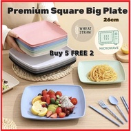 26cm Square Wheat Straw Plate/Pinggan Plastik/Plastic Plate/Piring Plastik/Dinner Plate/Set Pinggan 