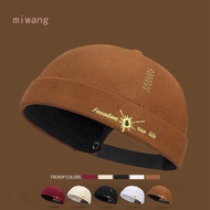 Vintage Brimless Skull Cap Dome Hip Hop Hat Eanie Docker Sailor Cap Street Casual Landlord Hat Lette