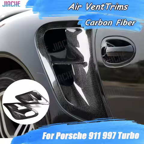Carbon fiber Front Fog Lamp Air Vent Fin Trims Covers Canards for Porsche 911 997 Turbo 2004-2012 Ca