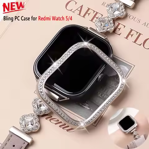 NEW Bling PC Case For Xiaomi Redmi Watch 4 5 5e SIM Diamond Bumper Protector Frame Shell Cover for R
