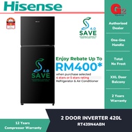 HISENSE 2 Door Inverter Fridge 420L RT-439N4ABN [READY STOCK]-HISENSE WARRANTY MALAYSIA