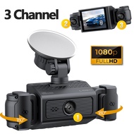 3 Channel DashCam Built-in Night Vision 360 Degree View Dash Car Camera Parking Monitor FHD 1080P