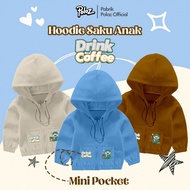 Children's Sweater Hoodie Zipper Pocket Cute Drink Coffee Screen Printing Zipper Hoodie Cute Charact